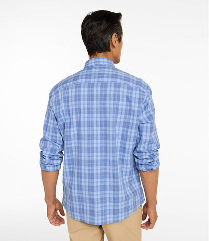 Men's Comfort Stretch Performance® Chambray Shirt, Long-Sleeve, Slightly Fitted Untucked Fit, Plaid