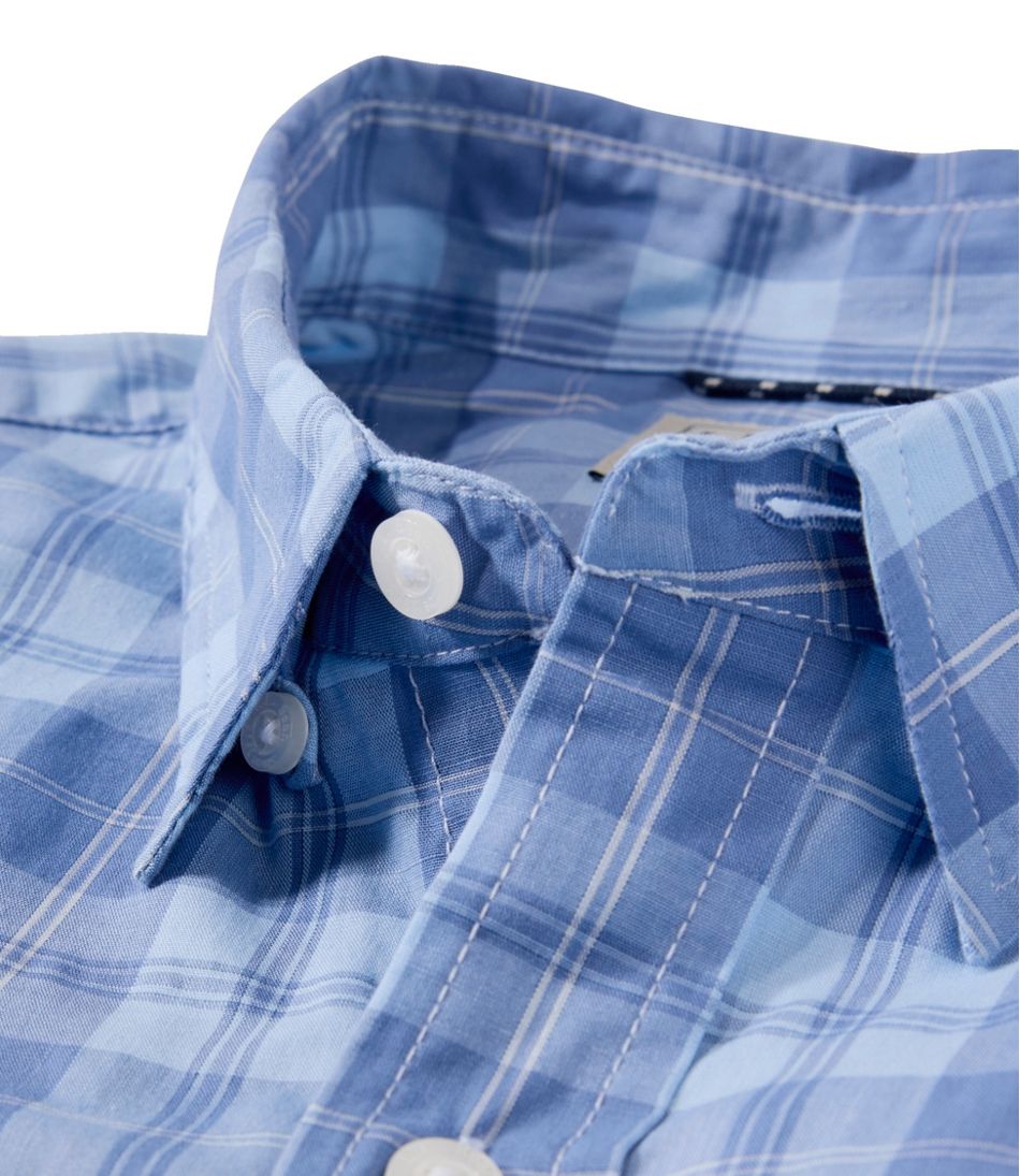 Slightly Fitted Untucked Fit Men's Comfort Stretch Performance® Chambray Shirt Plaid Long-Sleeve