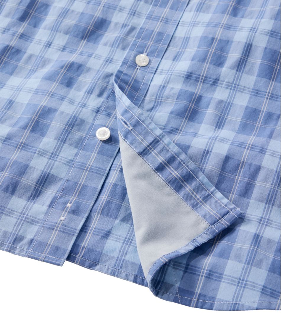 Slightly Fitted Untucked Fit Men's Comfort Stretch Performance® Chambray Shirt Plaid Long-Sleeve