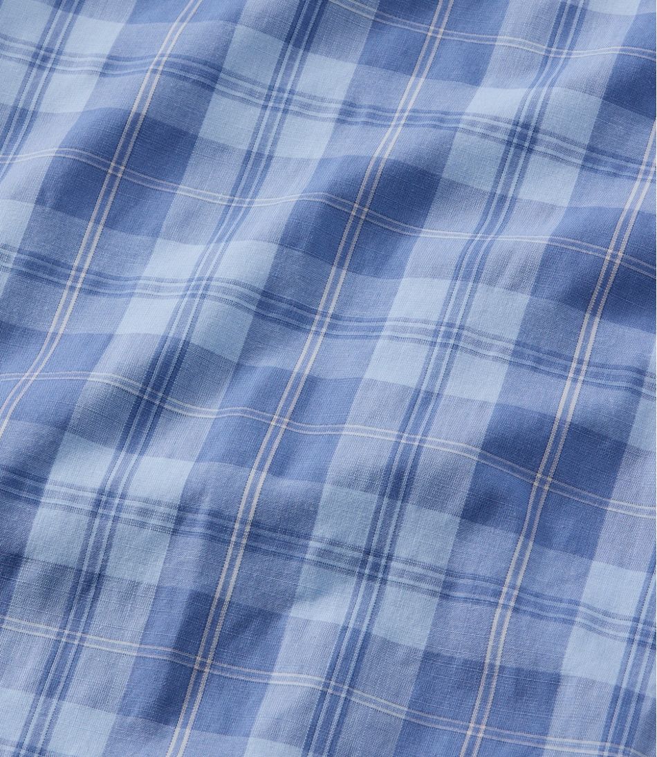 Slightly Fitted Untucked Fit Men's Comfort Stretch Performance® Chambray Shirt Plaid Long-Sleeve