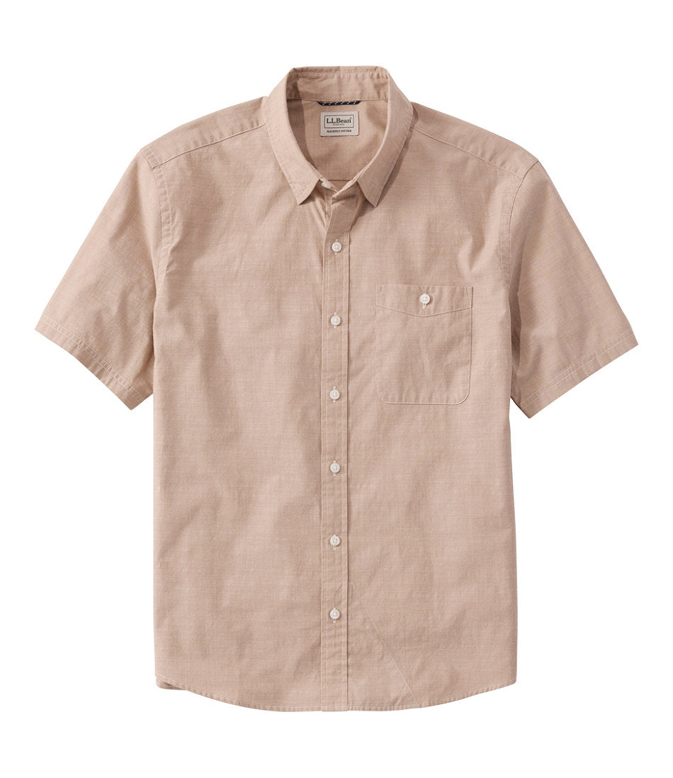 Slightly Fitted Untucked Fit Men's Comfort Stretch Performance® Chambray Shirt Short-Sleeve