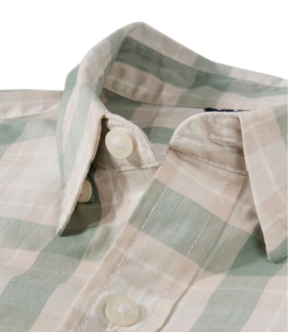 Slightly Fitted Untucked Fit Plaid Men's Comfort Stretch Performance® Chambray Shirt Short-Sleeve