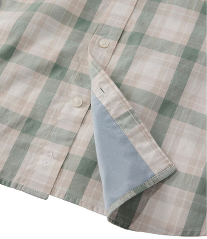 Men's Comfort Stretch Performance® Chambray Shirt, Short-Sleeve, Slightly Fitted Untucked Fit, Plaid