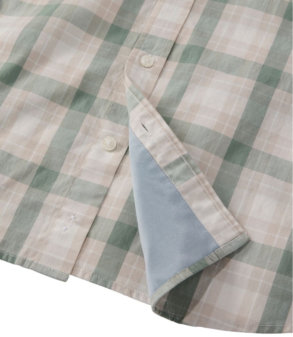 Slightly Fitted Untucked Fit Plaid Men's Comfort Stretch Performance® Chambray Shirt Short-Sleeve