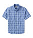Slightly Fitted Untucked Fit Plaid Men's Comfort Stretch Performance® Chambray Shirt Short-Sleeve