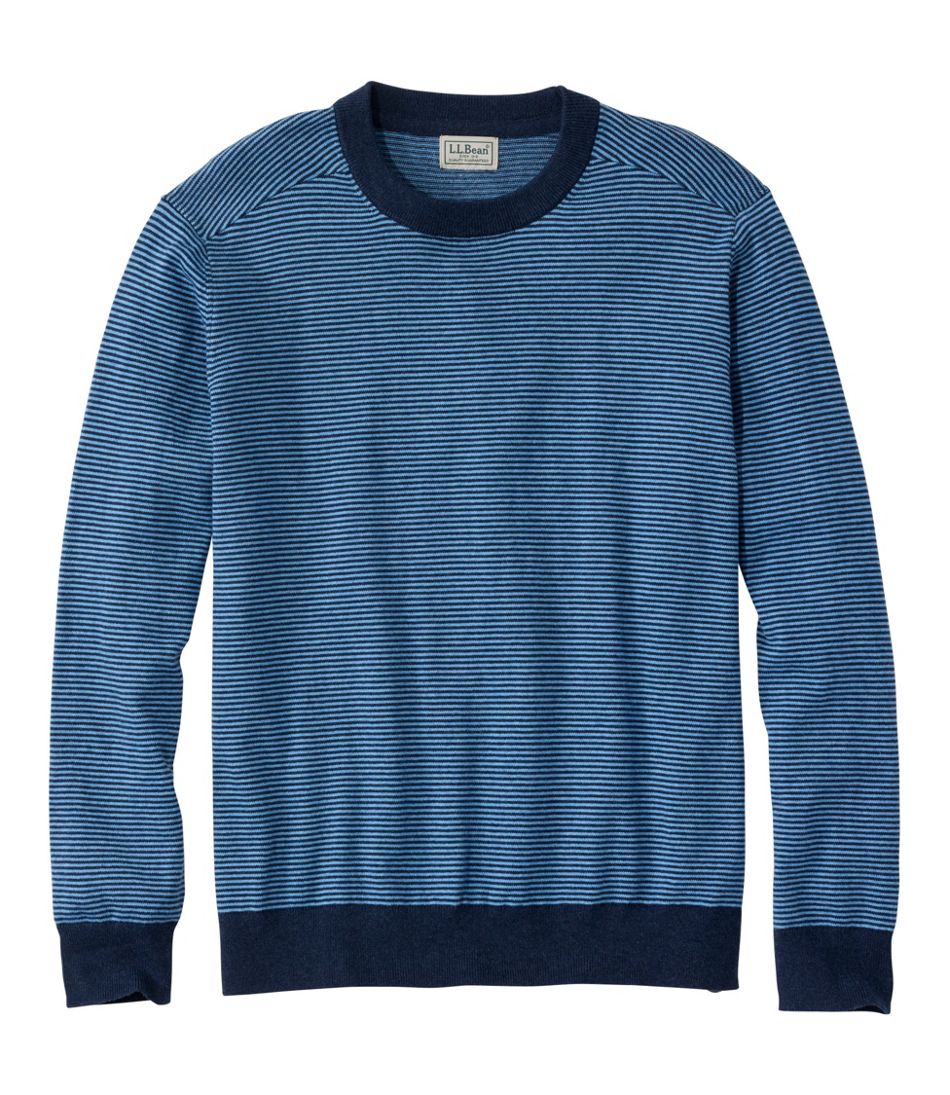 Stripe Crewneck Men's All Seasons Cotton Blend Sweater