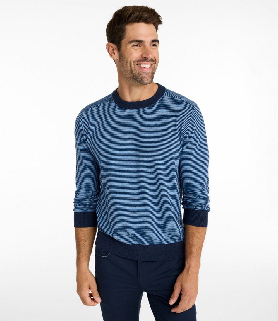 Stripe Crewneck Men's All Seasons Cotton Blend Sweater