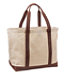 Leather-Trim Waxed Canvas Tote