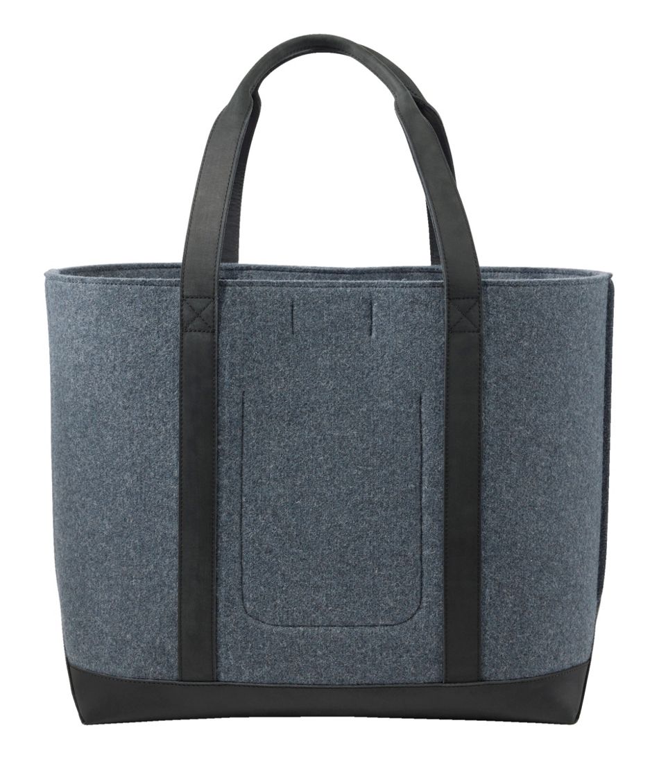 Leather-Trim Wool Tote