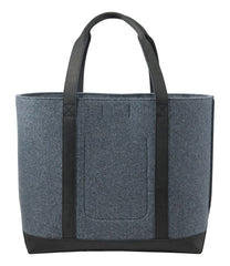 Leather-Trim Wool Tote