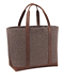Leather-Trim Wool Tote