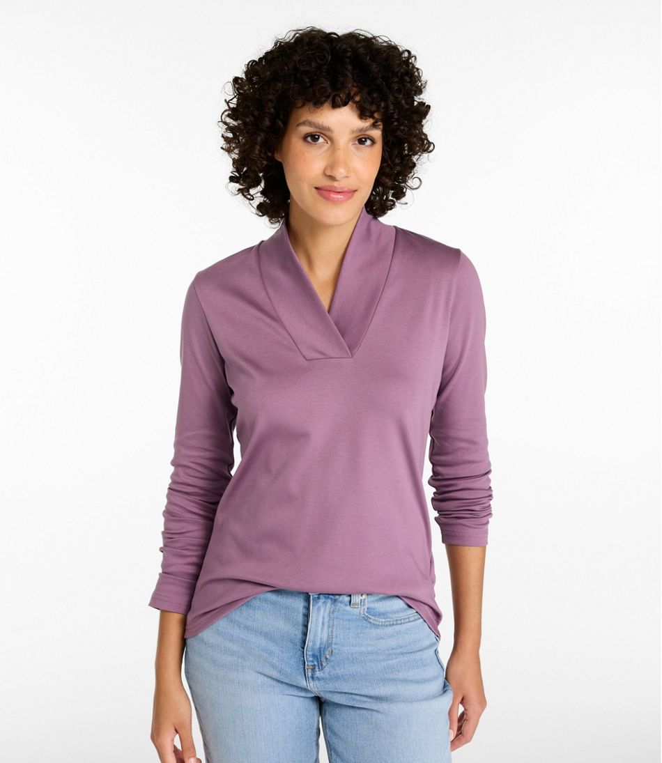 Women's Pima Cotton Tee Shawl Long-Sleeve