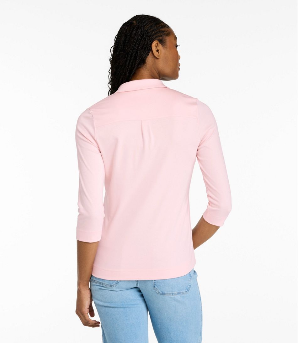 Women's Pima Cotton Tee Three-Quarter-Sleeve Polo