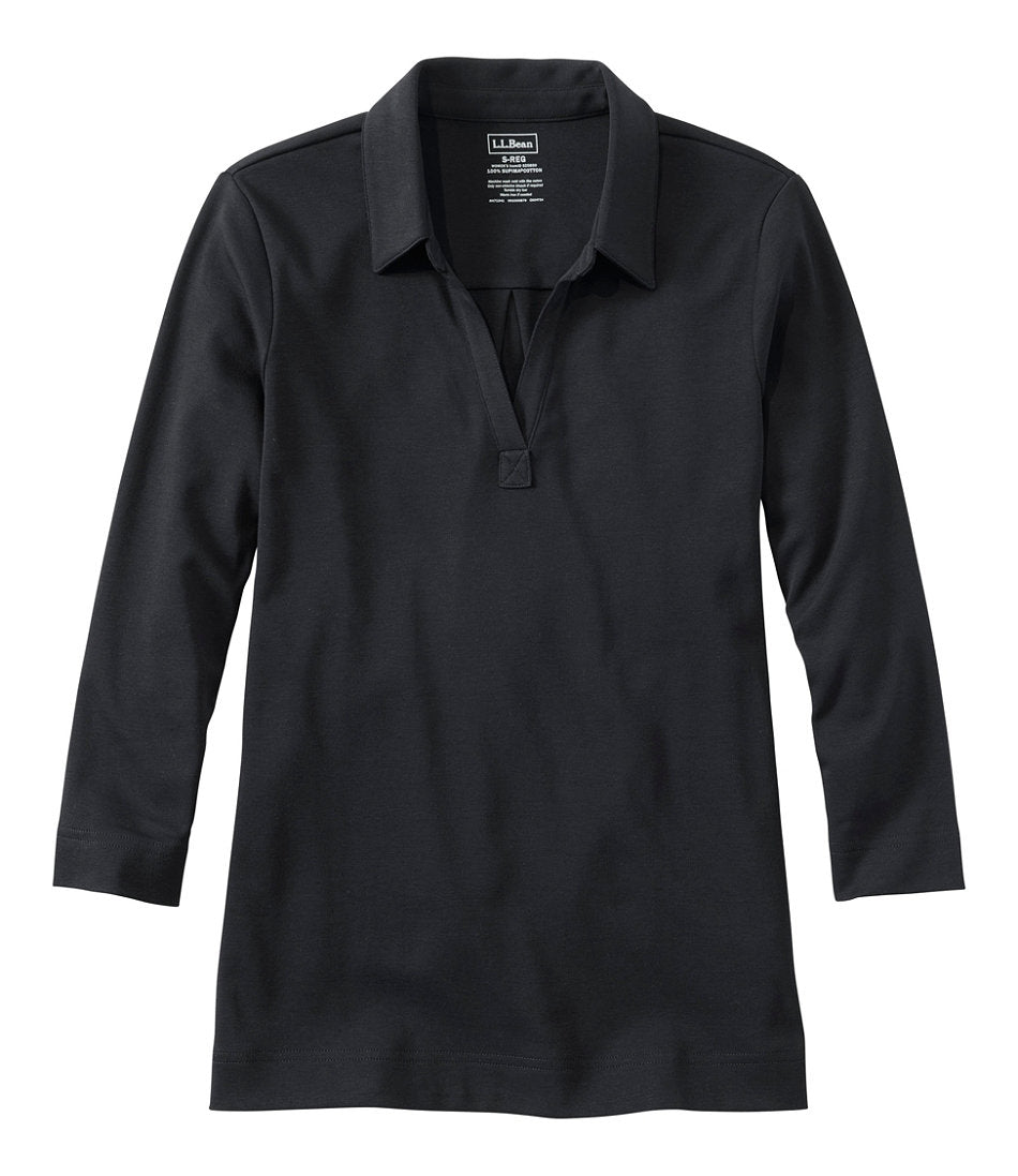 Women's Pima Cotton Tee Three-Quarter-Sleeve Polo