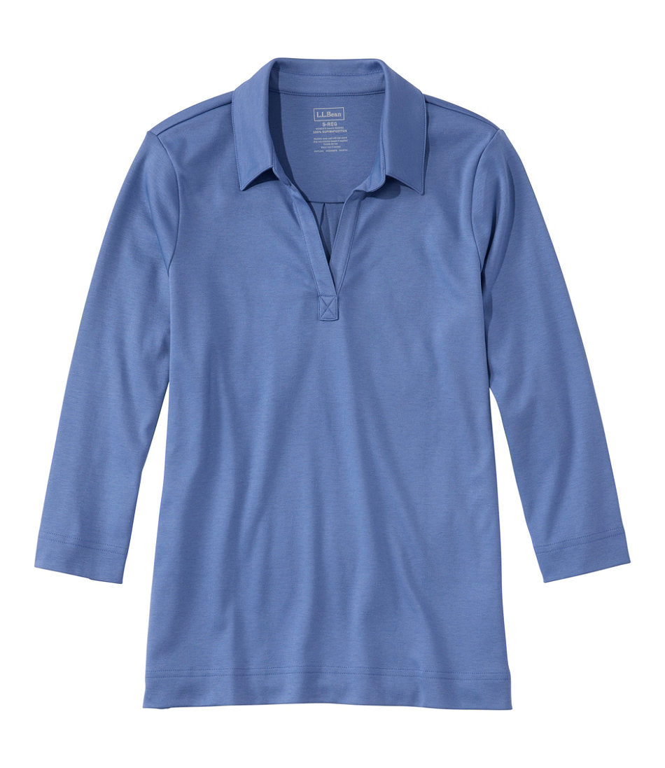 Women's Pima Cotton Tee Three-Quarter-Sleeve Polo