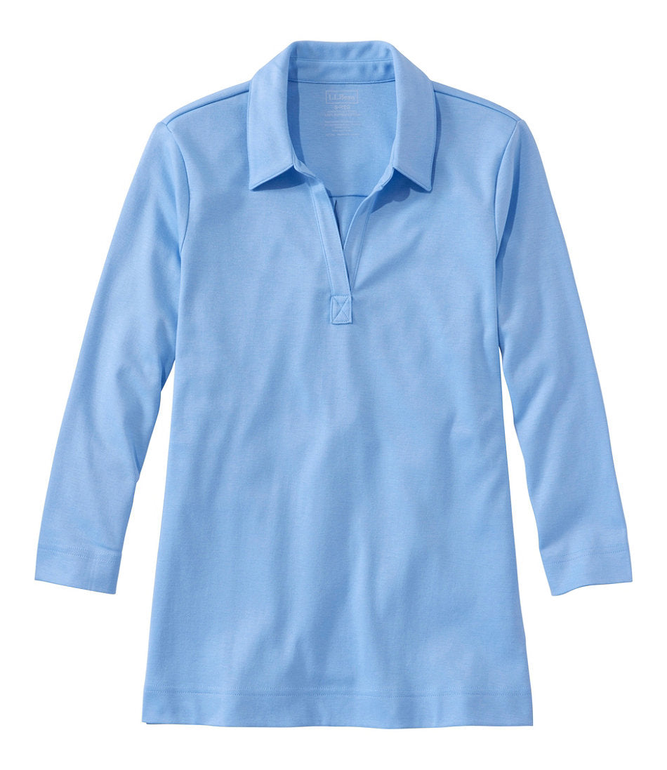 Women's Pima Cotton Tee Three-Quarter-Sleeve Polo
