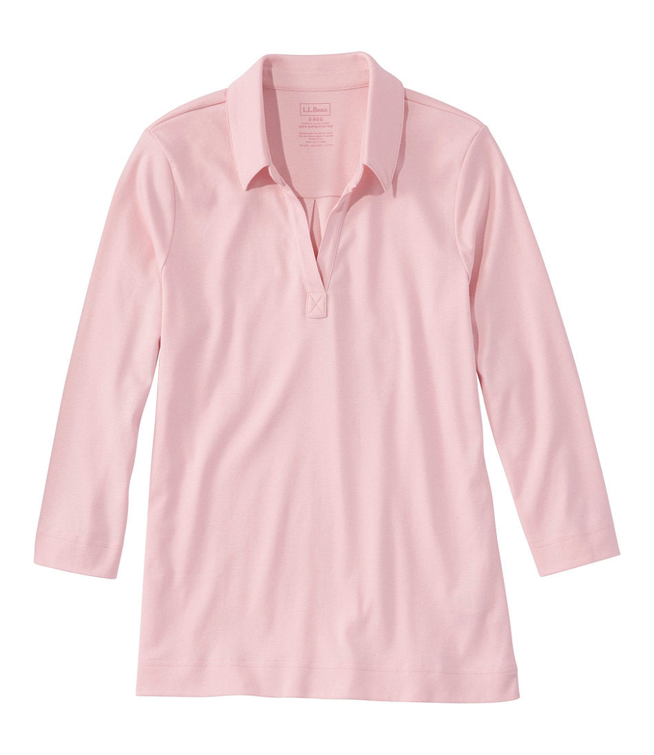 Women's Pima Cotton Tee Three-Quarter-Sleeve Polo