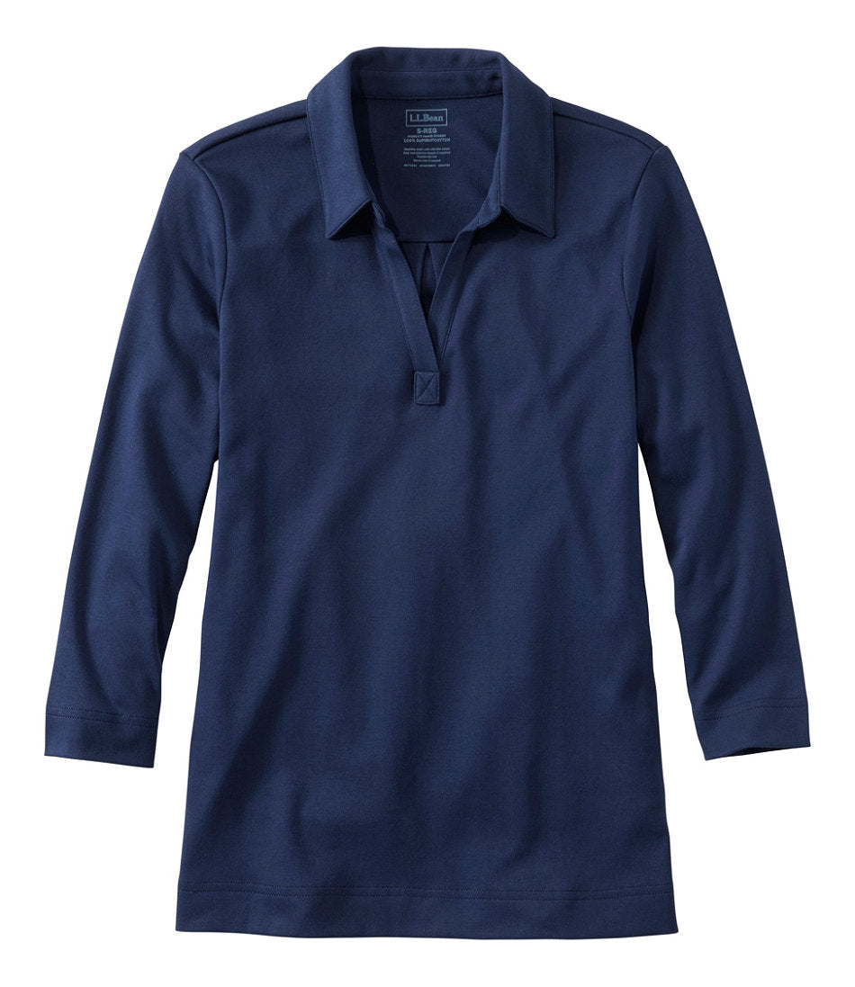 Women's Pima Cotton Tee Three-Quarter-Sleeve Polo