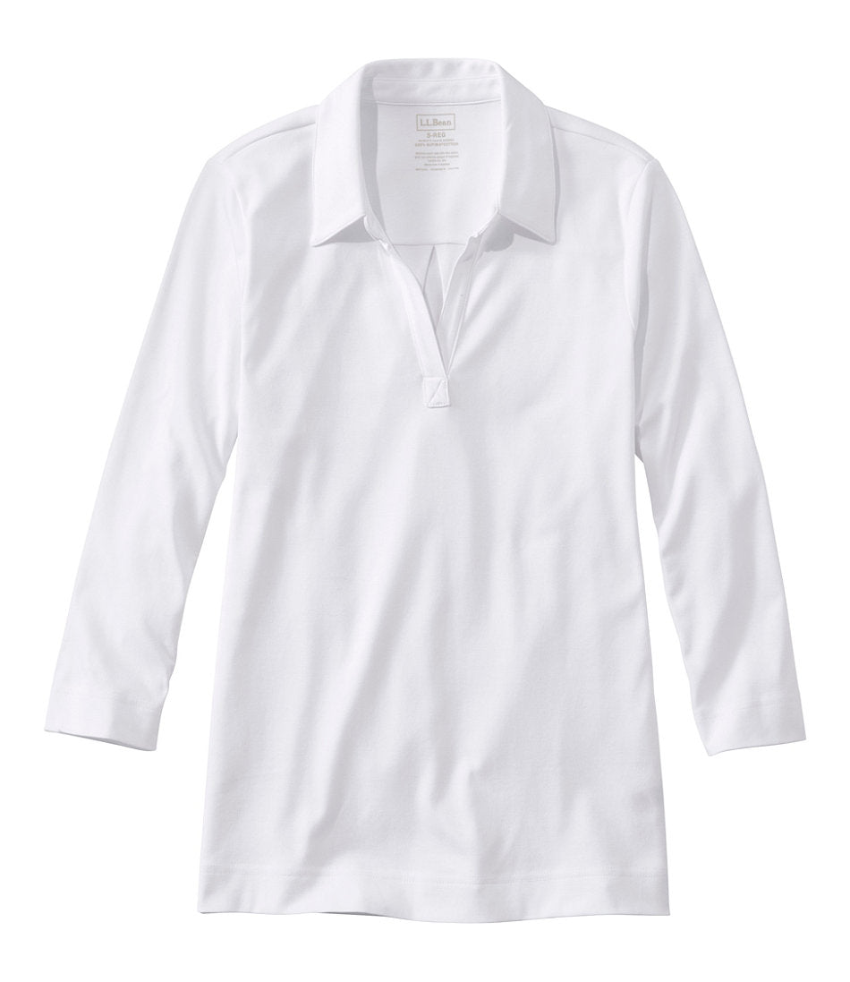 Women's Pima Cotton Tee Three-Quarter-Sleeve Polo