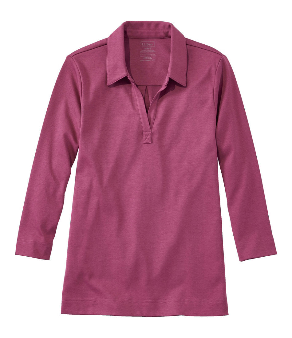 Women's Pima Cotton Tee Three-Quarter-Sleeve Polo