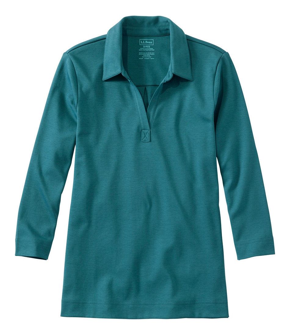 Women's Pima Cotton Tee Three-Quarter-Sleeve Polo