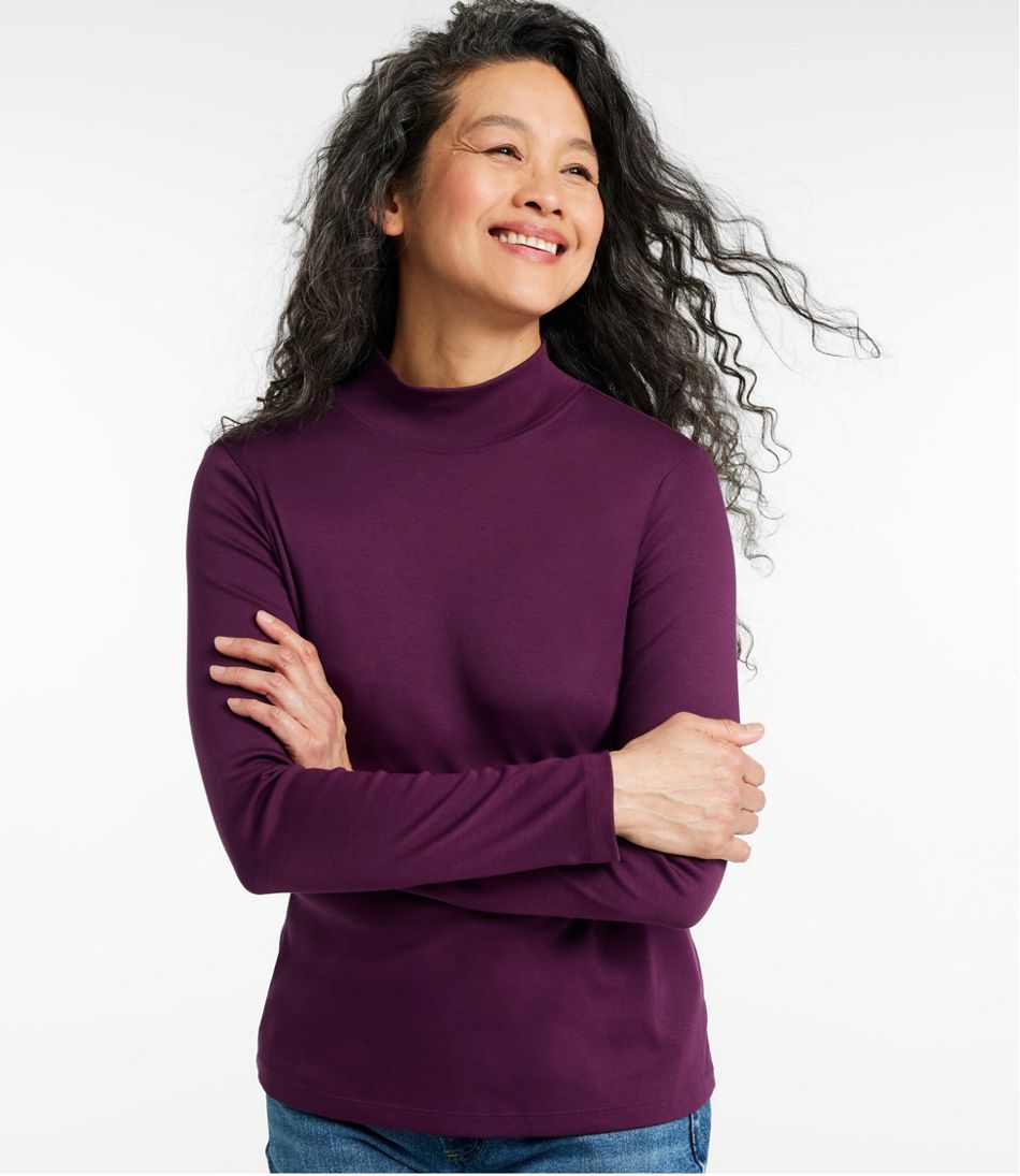 Women's Pima Cotton Tee Long-Sleeve Mockneck