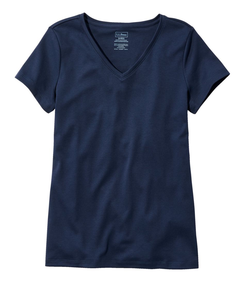 Women's Pima Cotton Shaped V-Neck Short-Sleeve