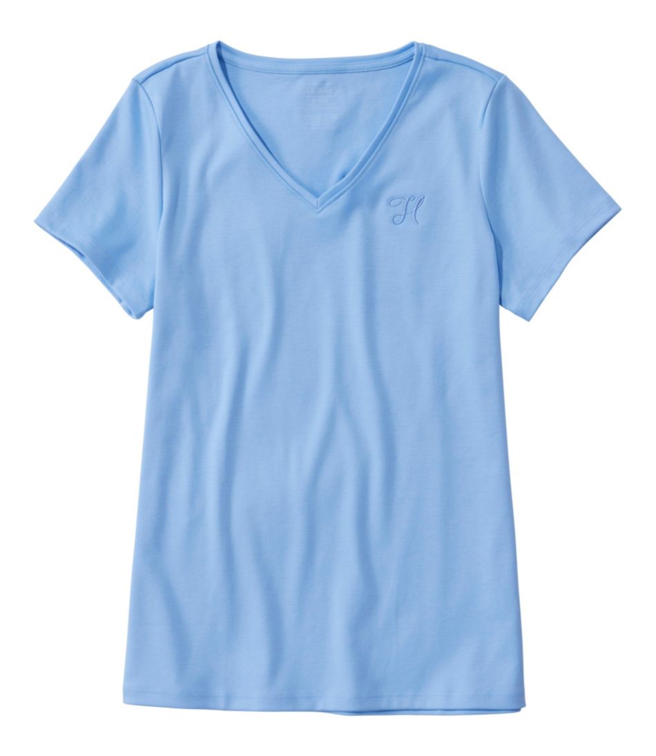 Women's Pima Cotton Shaped V-Neck Short-Sleeve