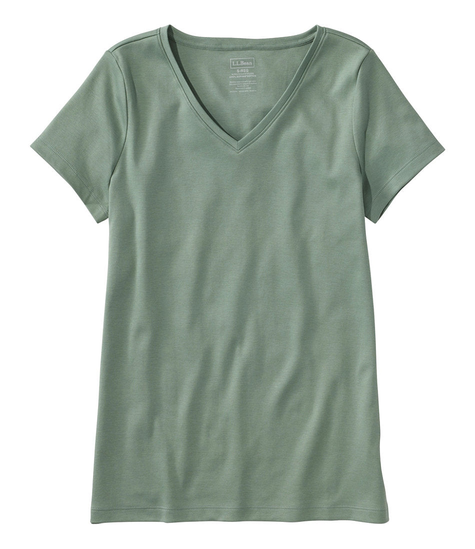 Women's Pima Cotton Shaped V-Neck Short-Sleeve