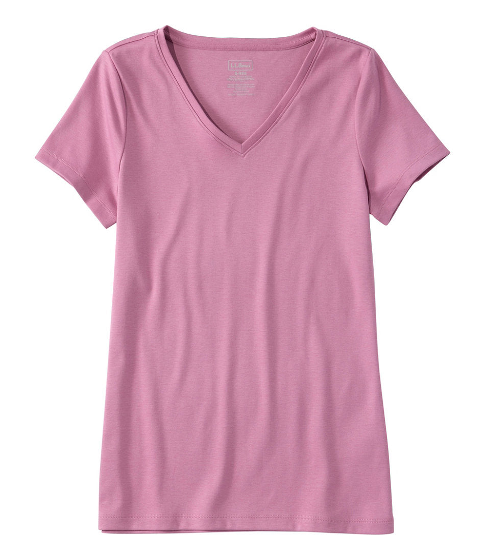 Women's Pima Cotton Shaped V-Neck Short-Sleeve