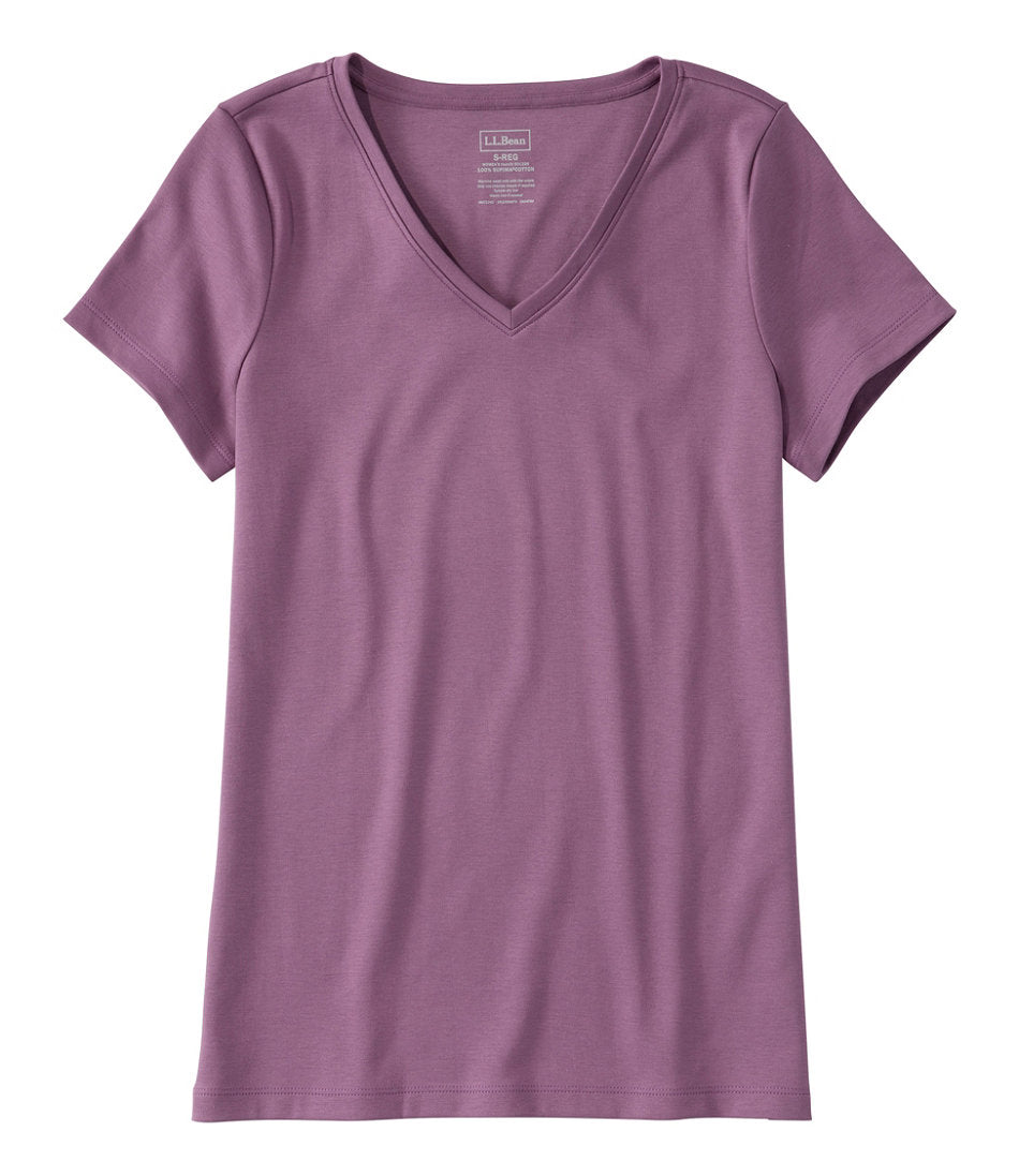 Women's Pima Cotton Shaped V-Neck Short-Sleeve
