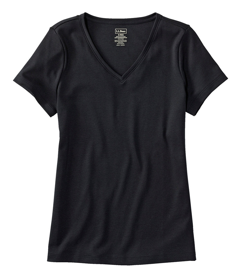 Women's Pima Cotton Shaped V-Neck Short-Sleeve