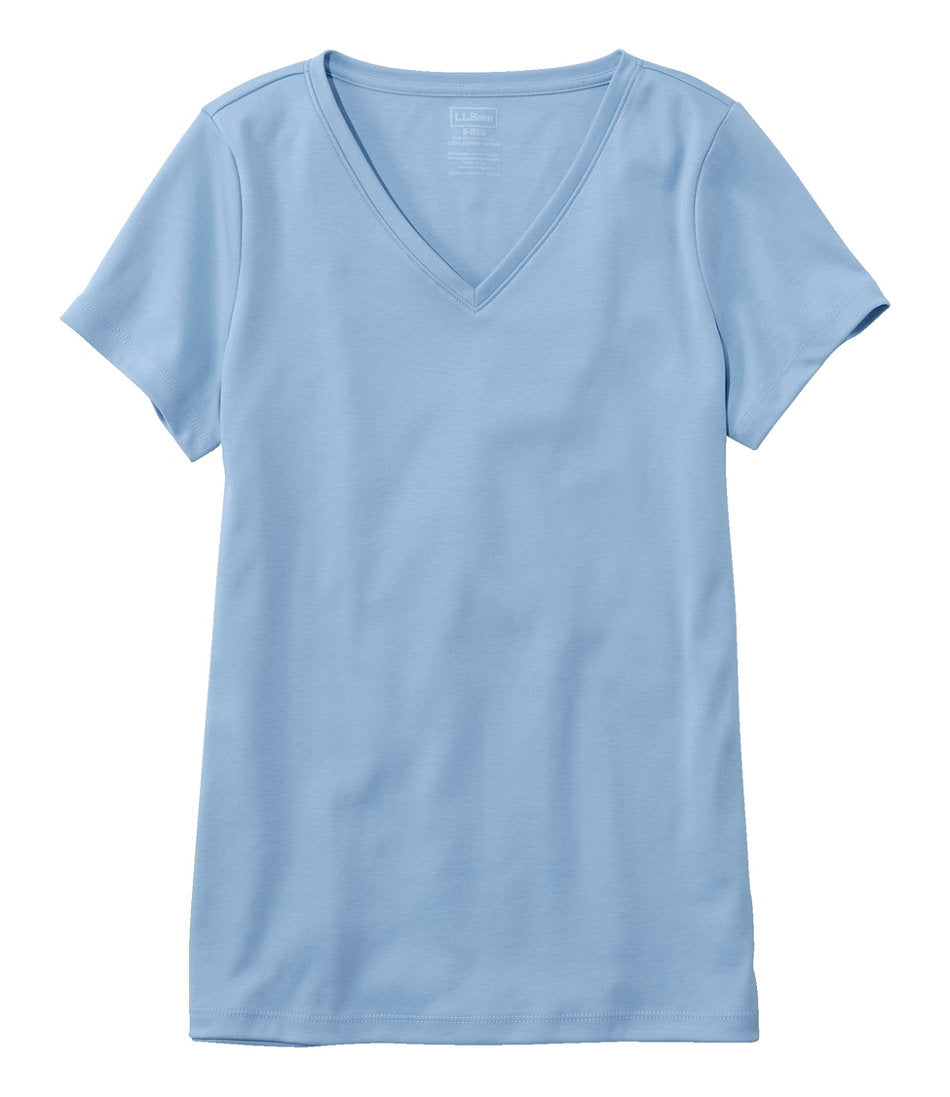 Women's Pima Cotton Shaped V-Neck Short-Sleeve
