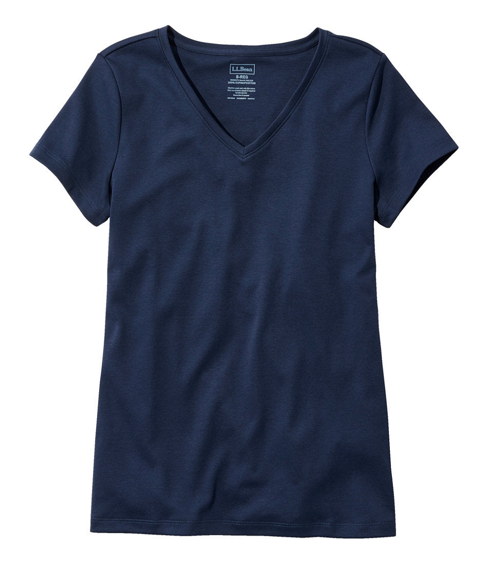 Women's Pima Cotton Shaped V-Neck Short-Sleeve