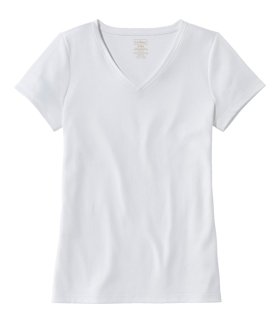 Women's Pima Cotton Shaped V-Neck Short-Sleeve