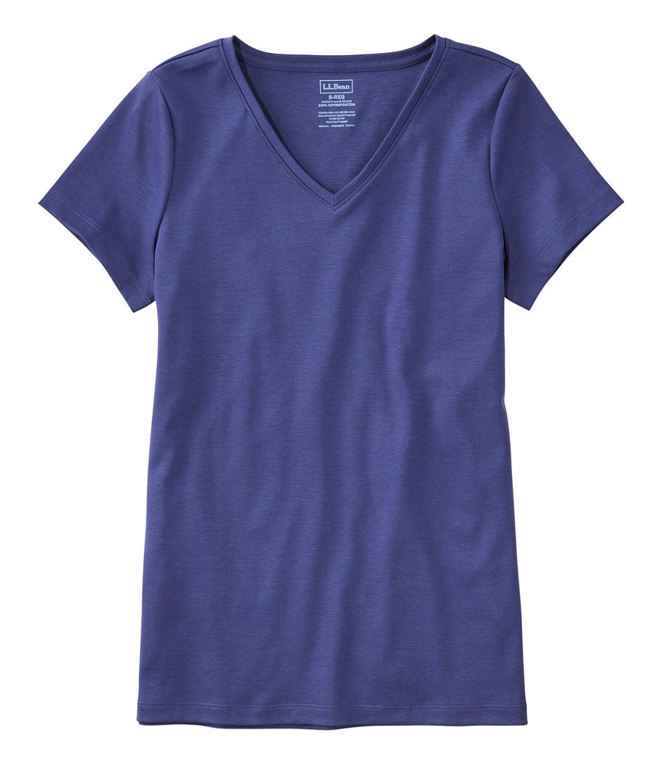 Women's Pima Cotton Shaped V-Neck Short-Sleeve