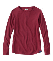 Long-Sleeve Crewneck Women's Unshrinkable Mini-Waffle Tee