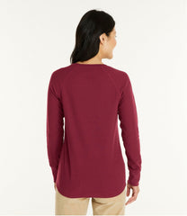 Long-Sleeve Crewneck Women's Unshrinkable Mini-Waffle Tee