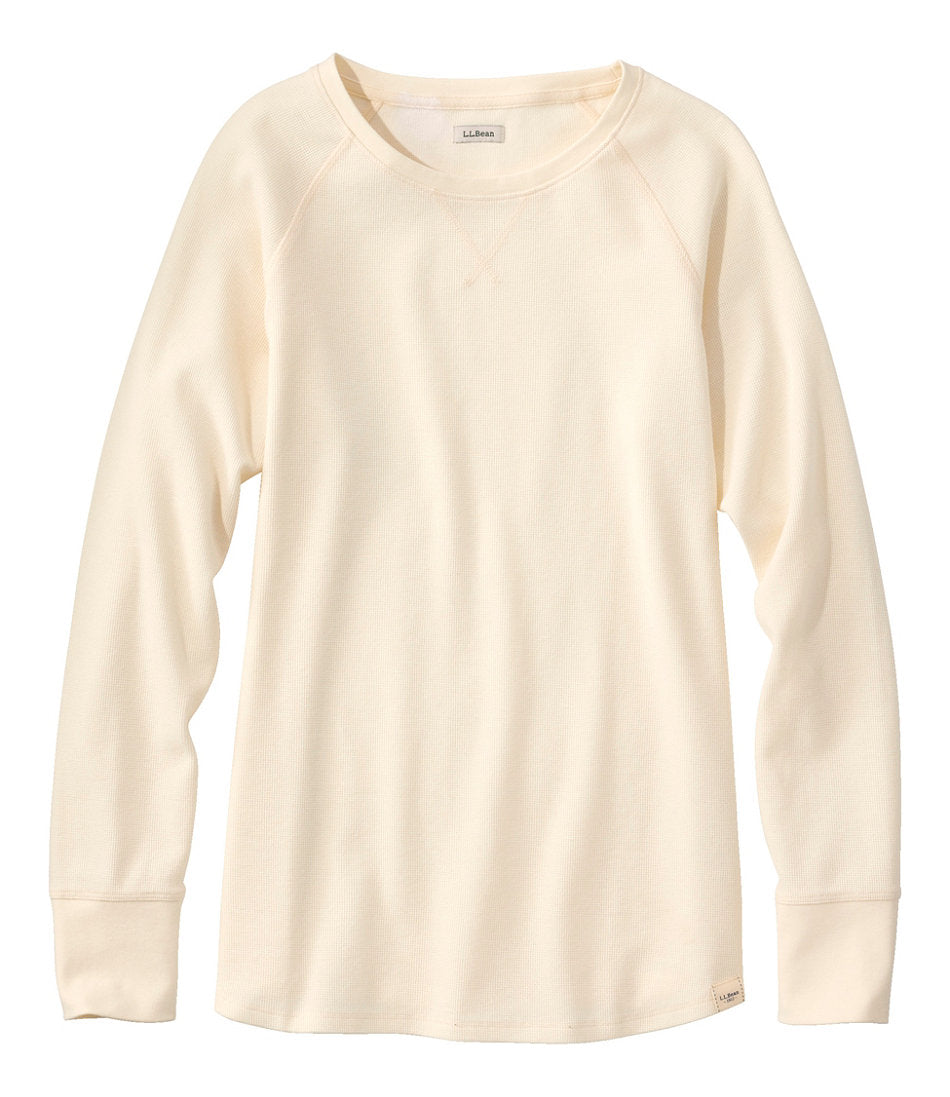 Long-Sleeve Crewneck Women's Unshrinkable Mini-Waffle Tee