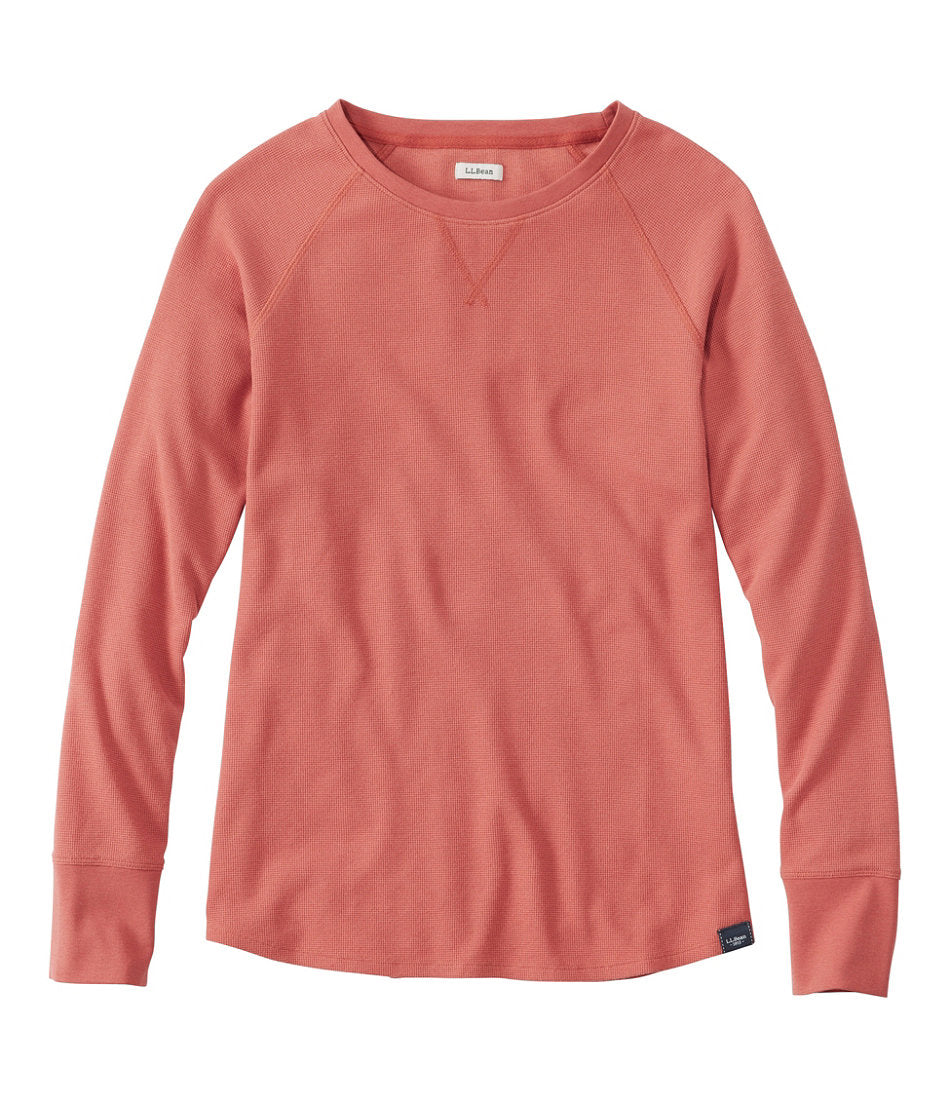 Long-Sleeve Crewneck Women's Unshrinkable Mini-Waffle Tee