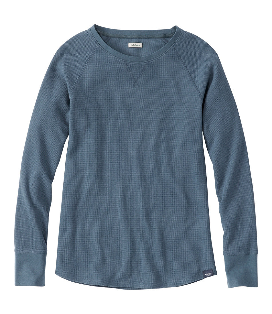 Long-Sleeve Crewneck Women's Unshrinkable Mini-Waffle Tee
