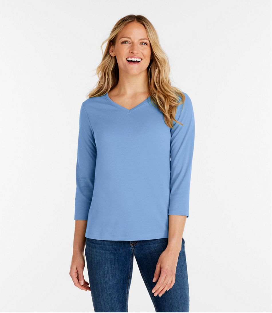 Three-Quarter-Sleeve Women's L.L.Bean V-Neck