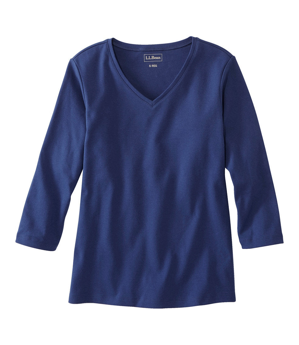 Three-Quarter-Sleeve Women's L.L.Bean V-Neck