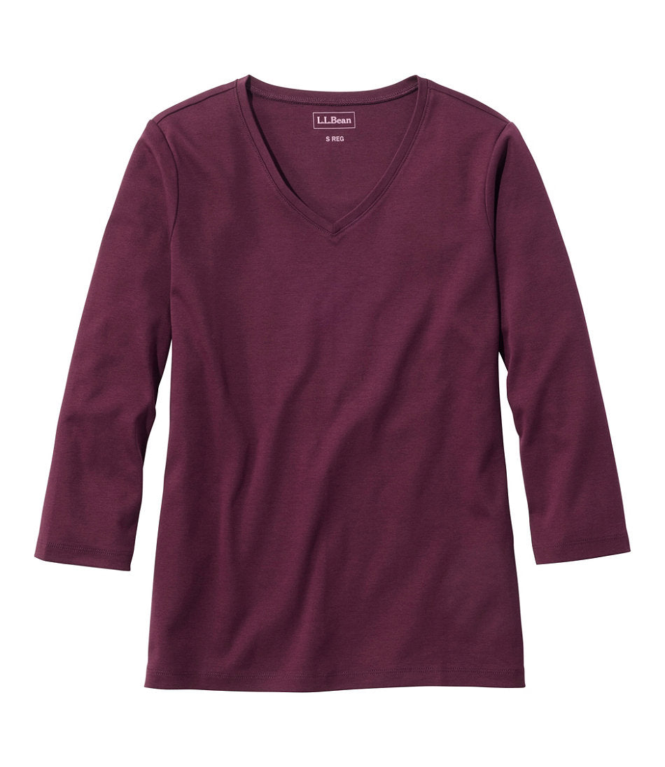 Three-Quarter-Sleeve Women's L.L.Bean V-Neck