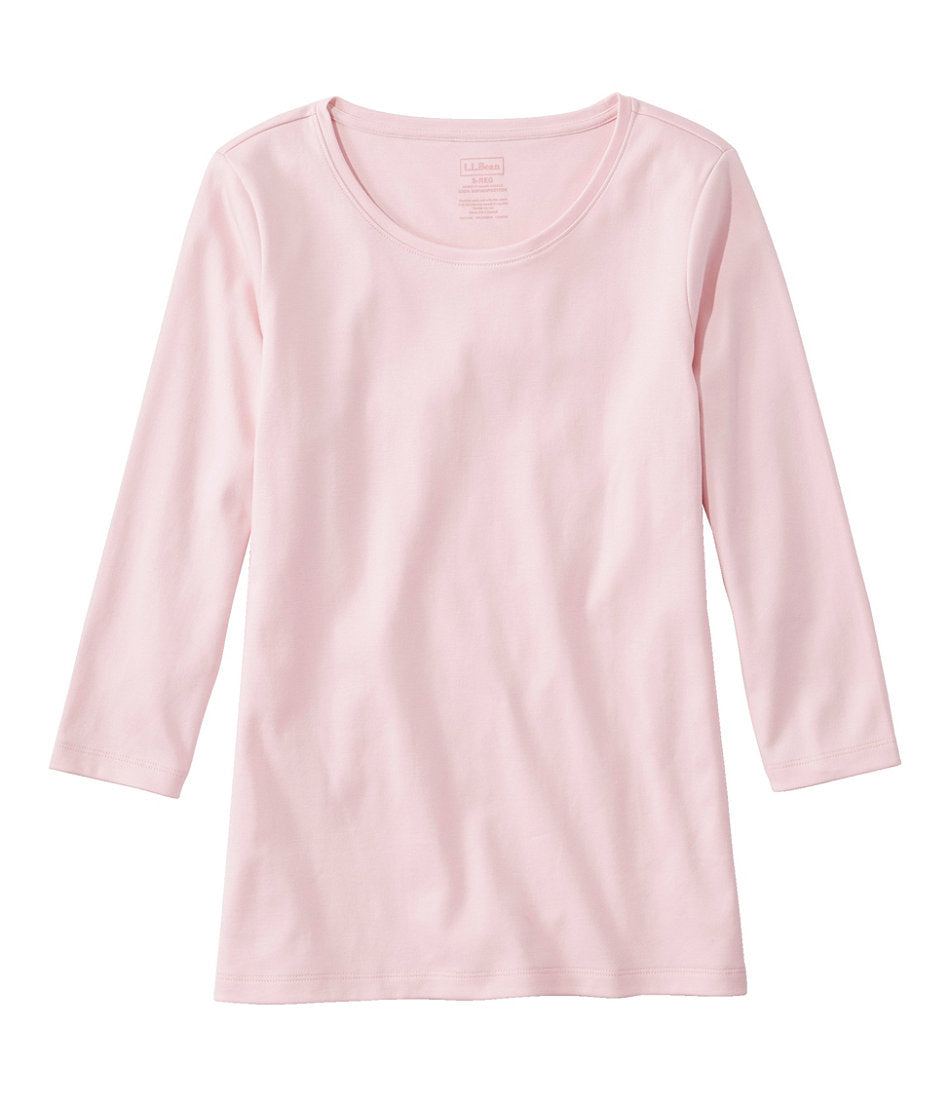 Three-Quarter-Sleeve Jewelneck Women's Pima Cotton Shaped Tee
