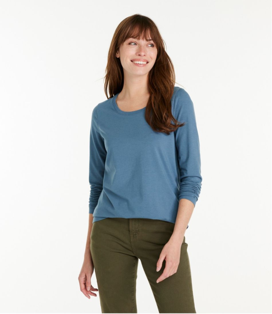 Scoopneck Long-Sleeve Women's Soft Stretch Supima-Blend Tee