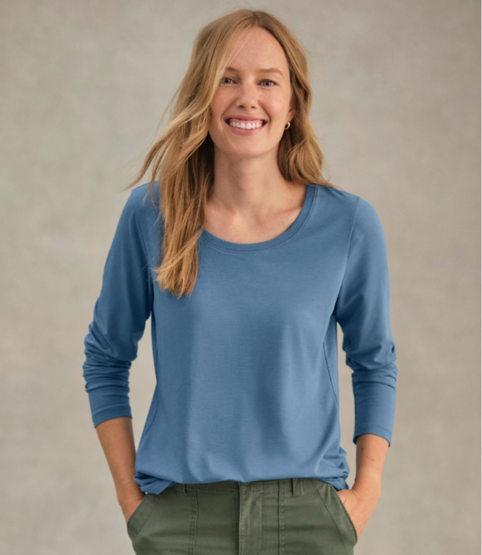 Scoopneck Long-Sleeve Women's Soft Stretch Supima-Blend Tee