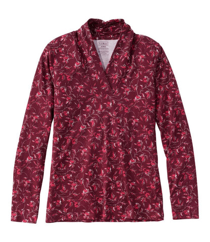 Women's Pima Cotton Tee, Shawl Long-Sleeve Print