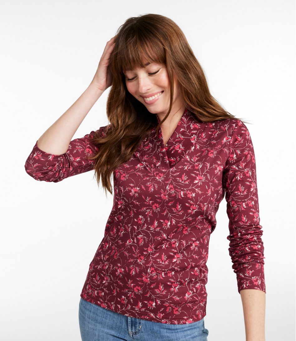 Women's Pima Cotton Tee Shawl Long-Sleeve Print