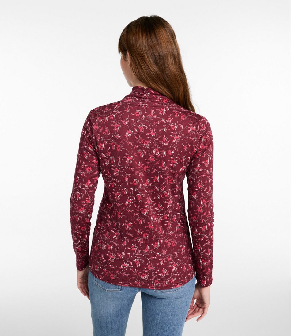 Women's Pima Cotton Tee, Shawl Long-Sleeve Print
